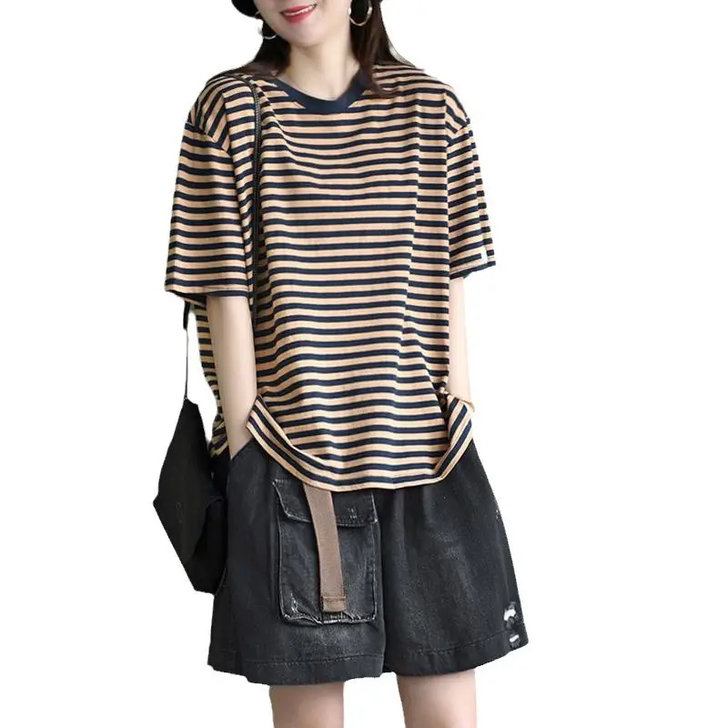 Women Striped Short Sleeve T-Shirt 2025 Summer - Image 6