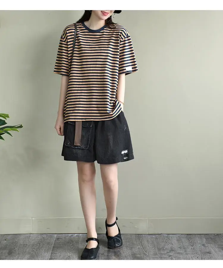 Women Striped Short Sleeve T-Shirt 2025 Summer — feature 12