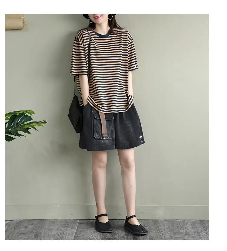 Women Striped Short Sleeve T-Shirt 2025 Summer — feature 13