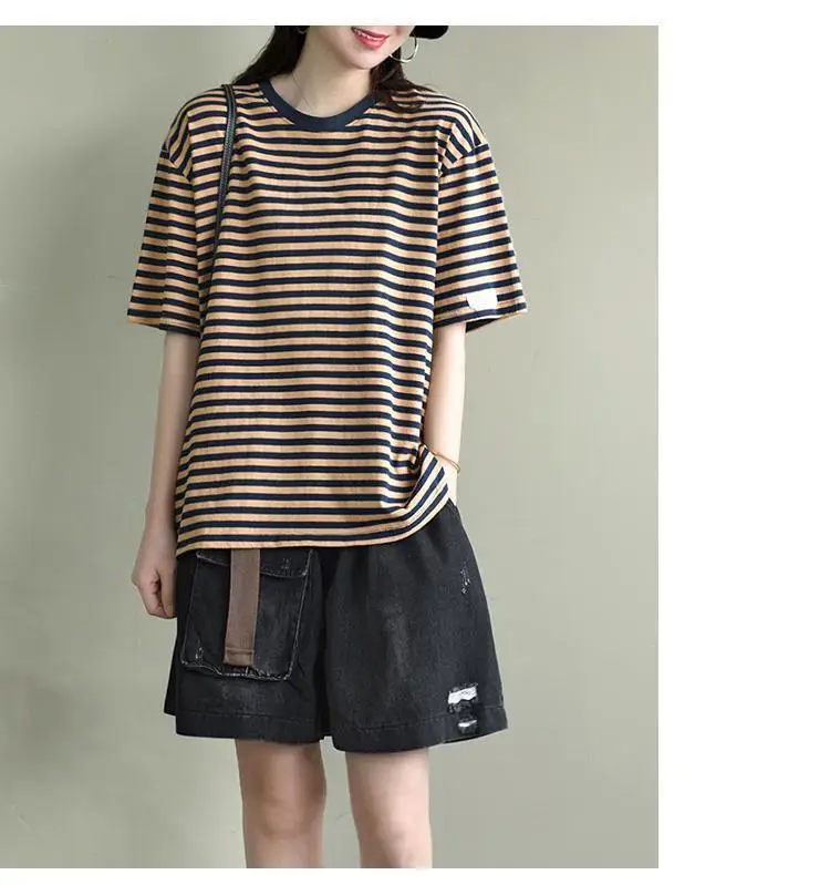 Women Striped Short Sleeve T-Shirt 2025 Summer — feature 15