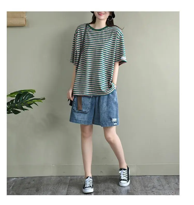Women Striped Short Sleeve T-Shirt 2025 Summer — feature 19