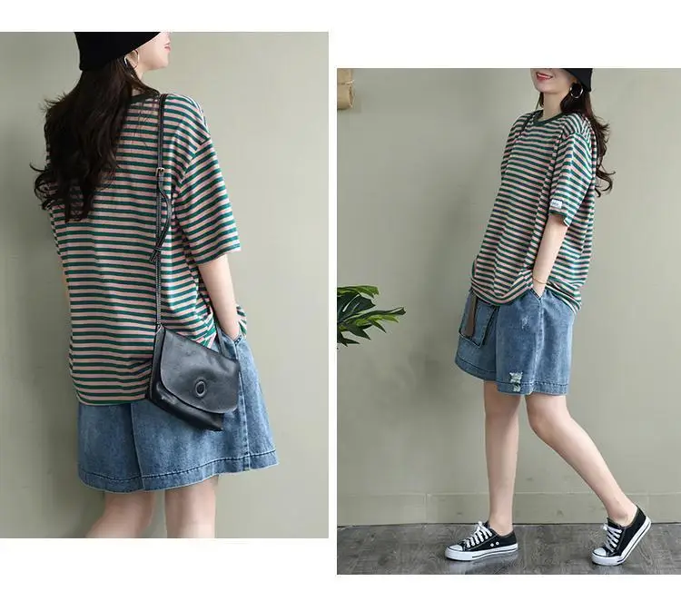Women Striped Short Sleeve T-Shirt 2025 Summer — feature 20