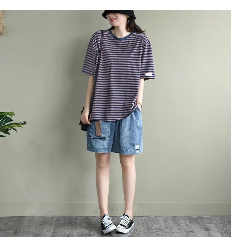 Women Striped Short Sleeve T-Shirt 2025 Summer — feature 7