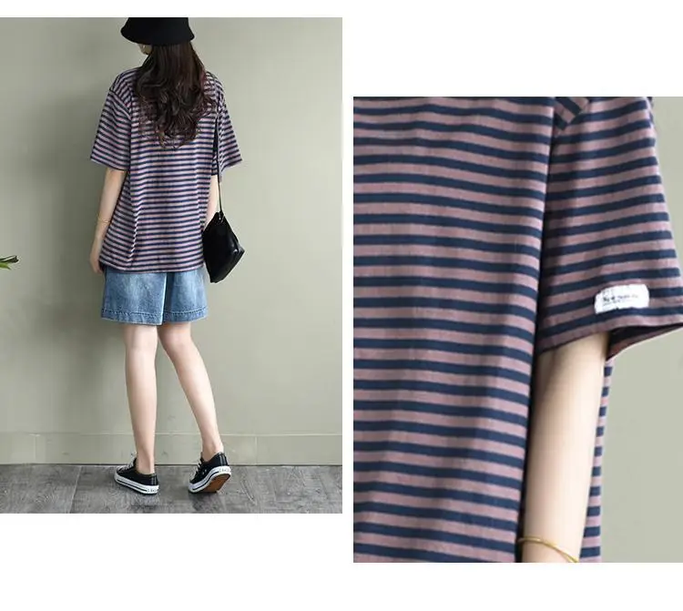 Women Striped Short Sleeve T-Shirt 2025 Summer — feature 9