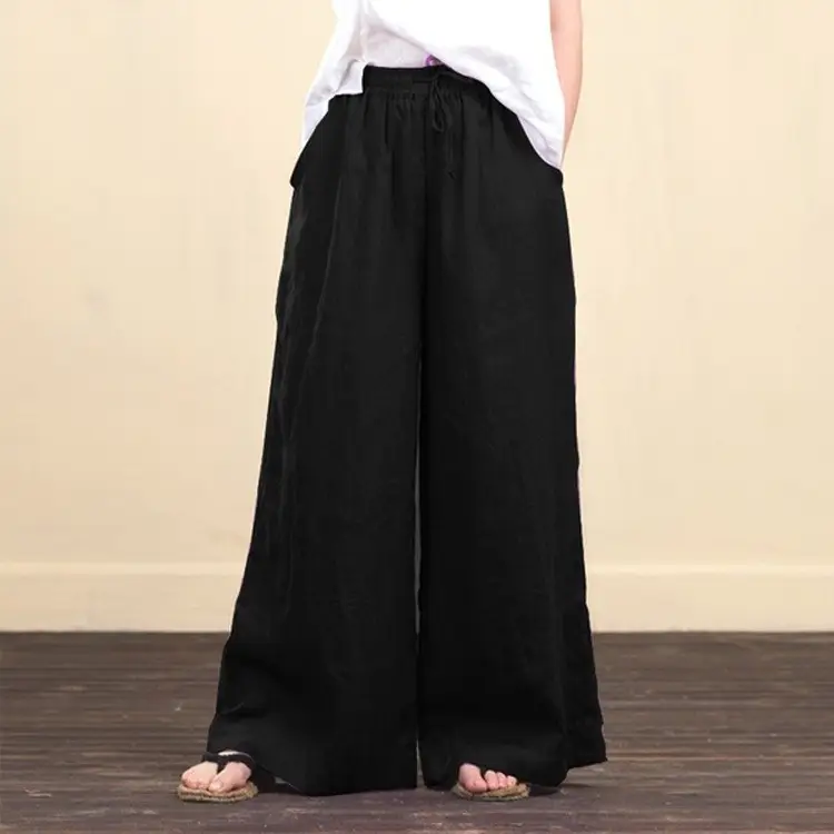 Purple Wide-Leg Casual Pants Large Women