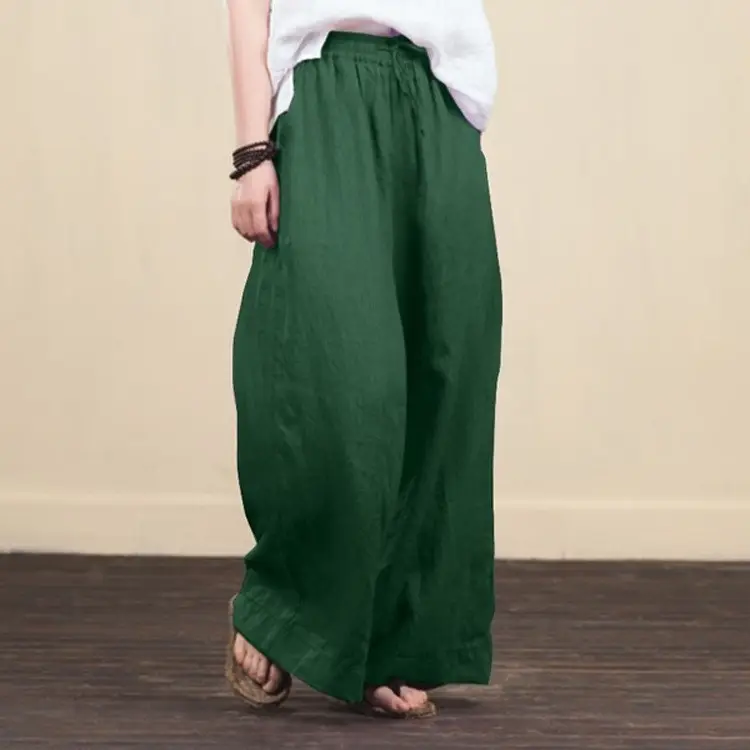 Purple Wide-Leg Casual Pants Large Women