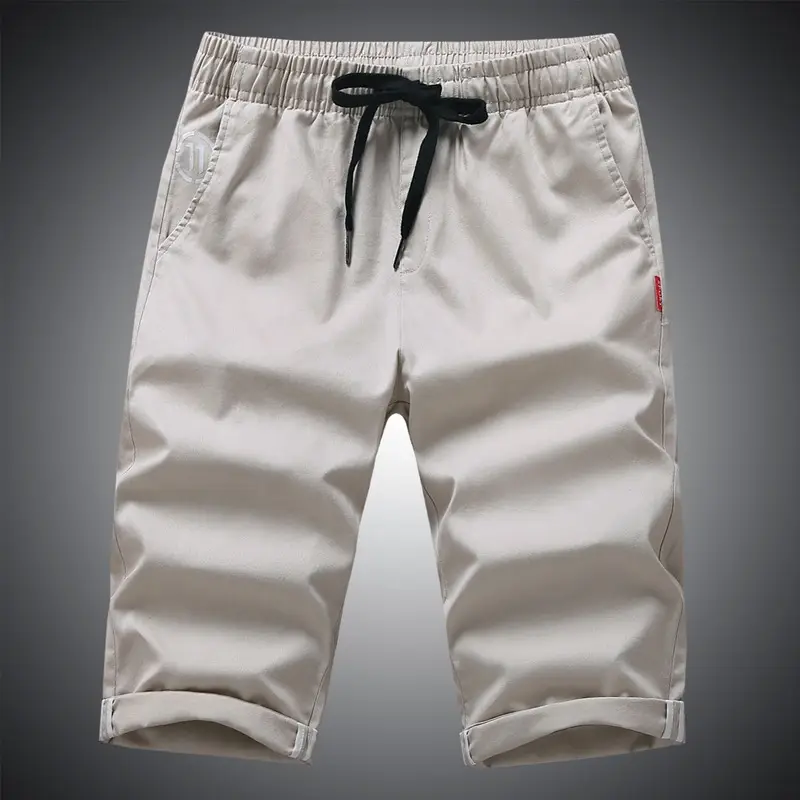 Men Navy Blue Cotton Capri Shorts Summer Casual