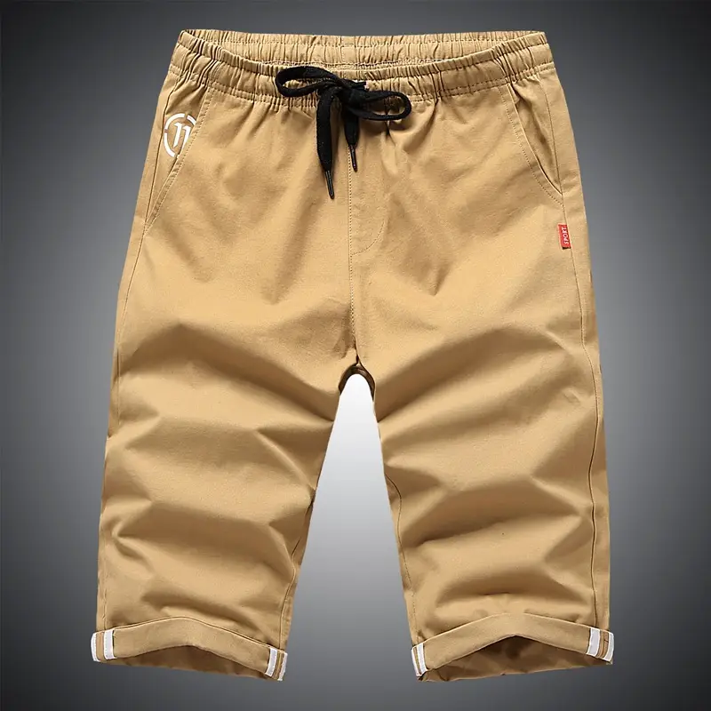 Men Navy Blue Cotton Capri Shorts Summer Casual