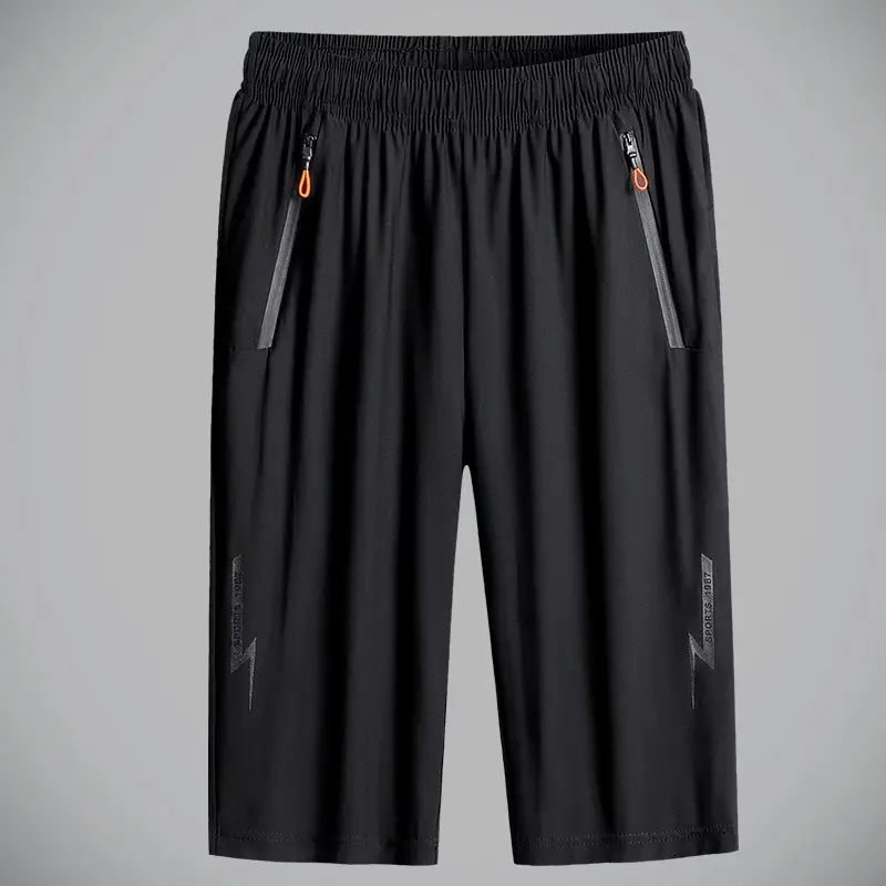 Men's Black Ice Silk Cropped Shorts 7-Piece Zip - Image 5