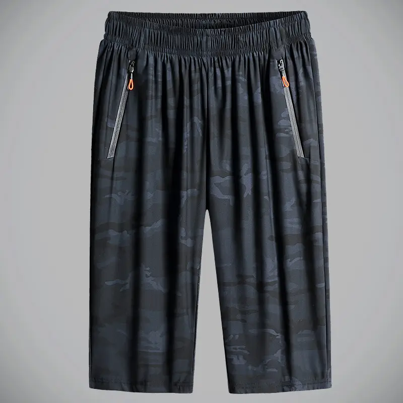 Men's Black Ice Silk Cropped Shorts 7-Piece Zip - Image 7