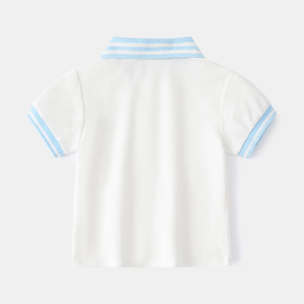 2023 Boys Cotton Polo Shirt White Blue Lapel - Image 6