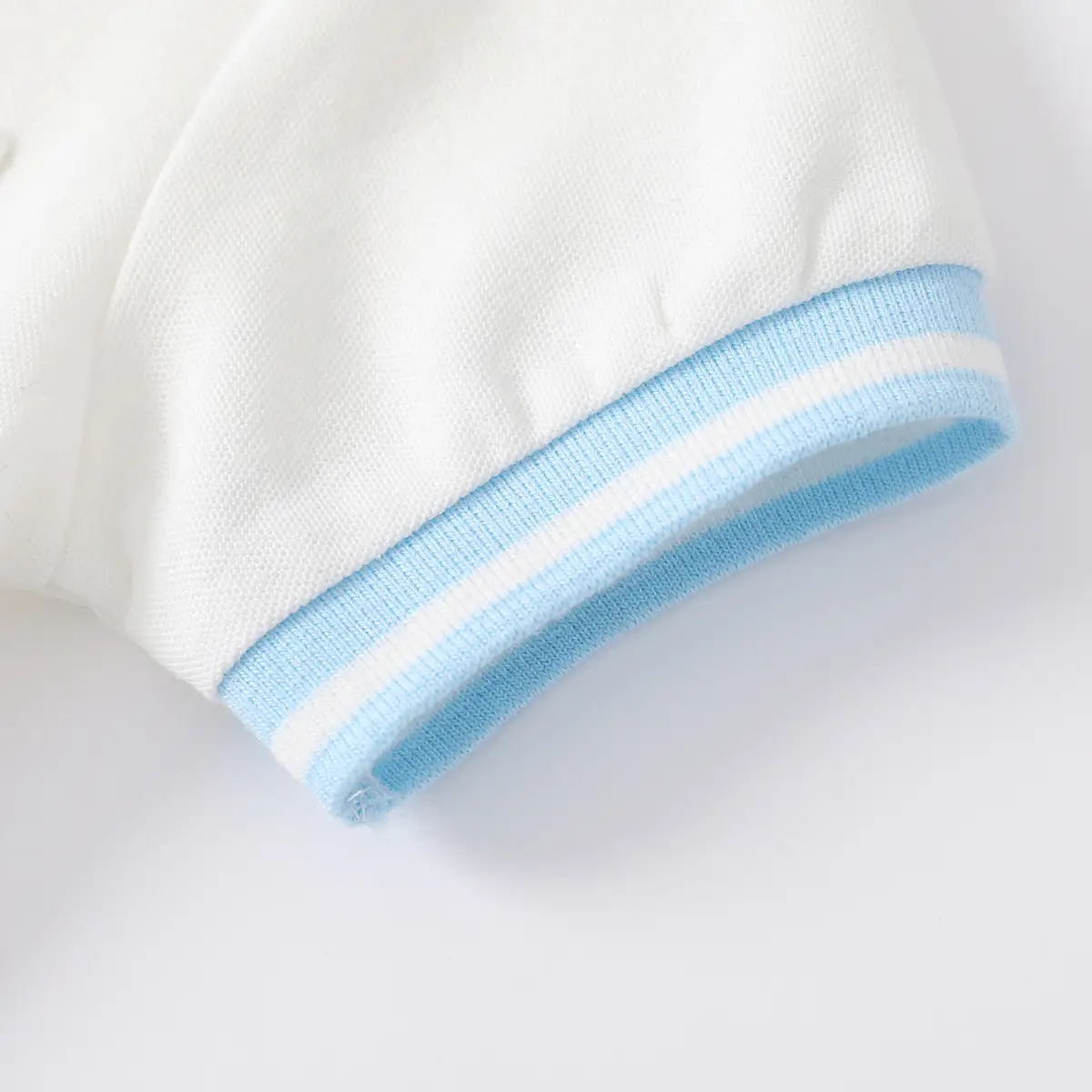 2023 Boys Cotton Polo Shirt White Blue Lapel - Image 7