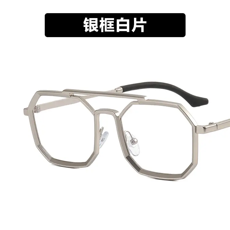 Men's Silver Frame Blue Sunglasses with Blue Lenses