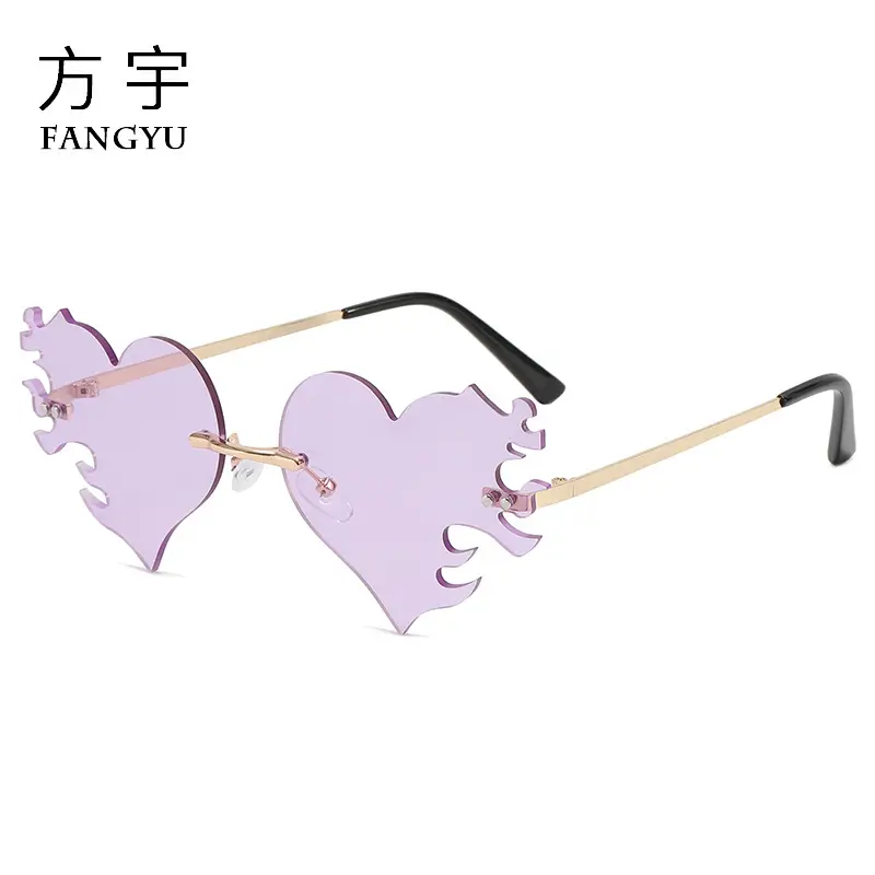 Heart-Shaped Sunglasses for Men Women Purple