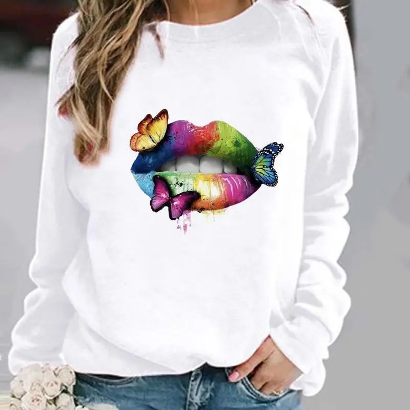 Women's Leopard Print Pullover Sweatshirt White