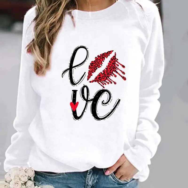 Women's Leopard Print Pullover Sweatshirt White