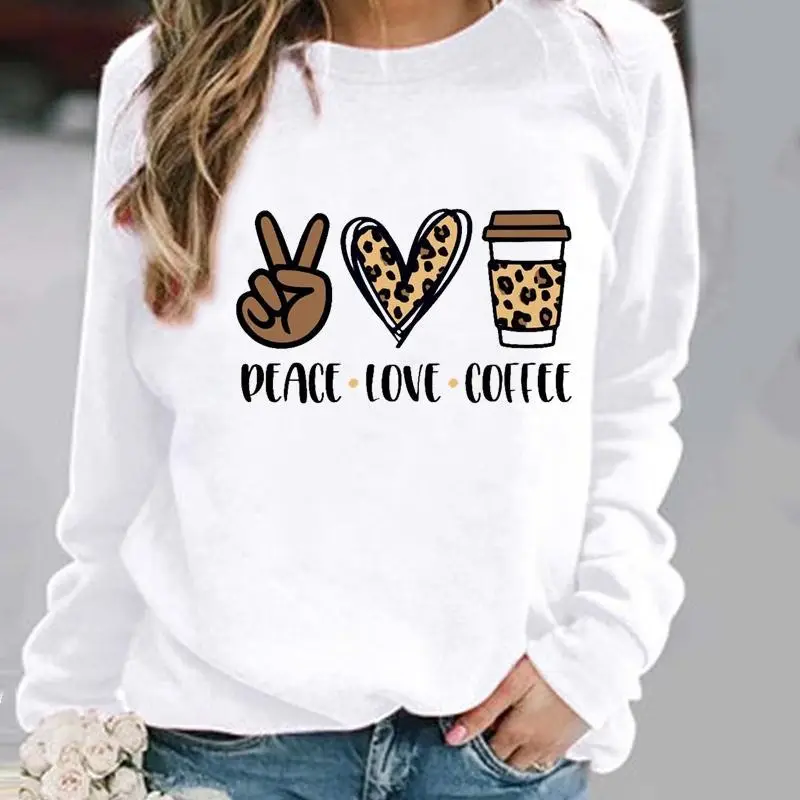 Women's Leopard Print Pullover Sweatshirt White