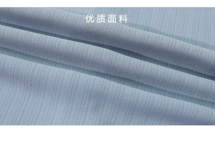 Women Doll Collar Shirt Blue Ruffled Chiffon 2024 — feature 8