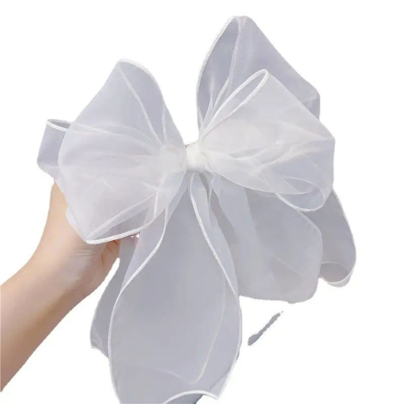 Black Organza Big Bow Hairpin for Women - Image 9