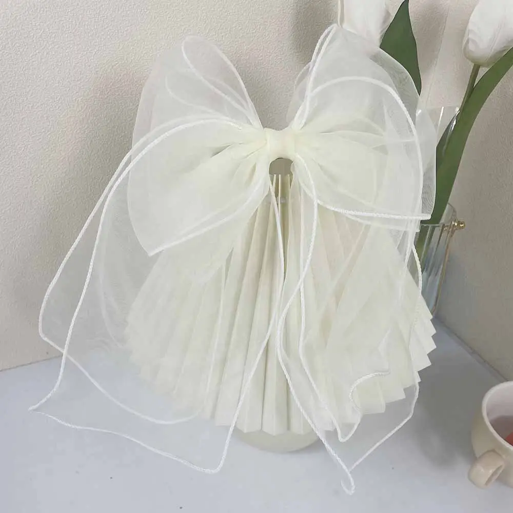Black Organza Big Bow Hairpin for Women - Image 3