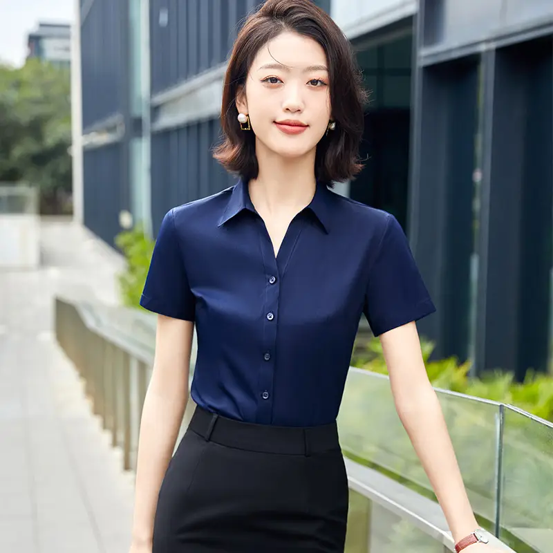 V-Neck White Business Shirt Women Summer - Image 6