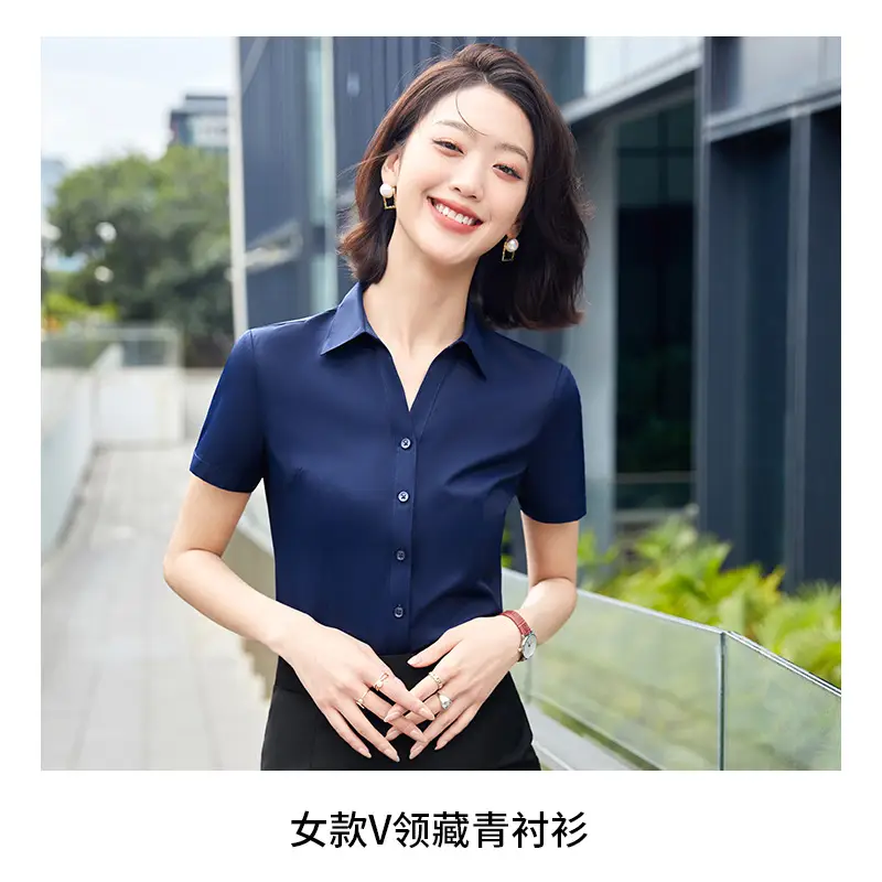 V-Neck White Business Shirt Women Summer - Image 3
