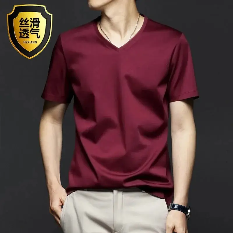 Men's White Ice Silk Short Sleeve T-Shirt - Image 16
