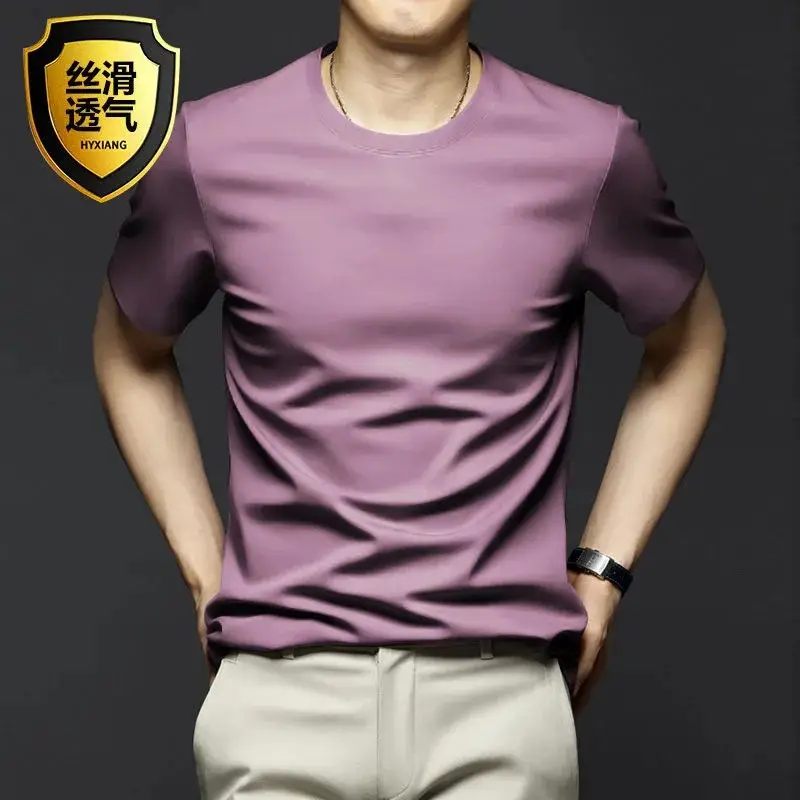 Men's White Ice Silk Short Sleeve T-Shirt - Image 4