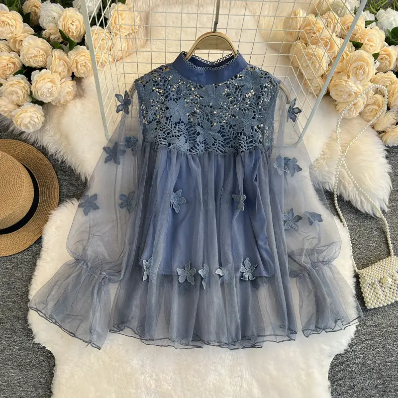 Autumn Sweet Long Sleeve Fairy Dress with Lace Top and Butterfly Mesh - Image 8