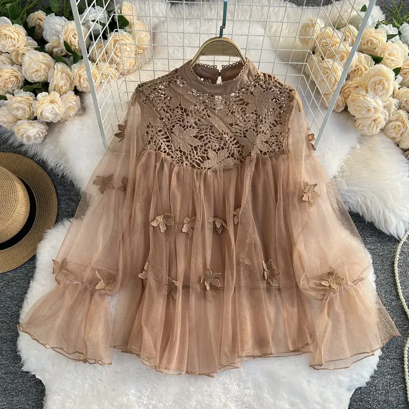 Autumn Sweet Long Sleeve Fairy Dress with Lace Top and Butterfly Mesh - Image 4