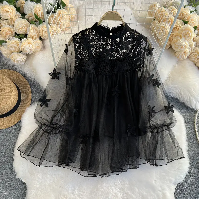 Autumn Sweet Long Sleeve Fairy Dress with Lace Top and Butterfly Mesh - Image 2