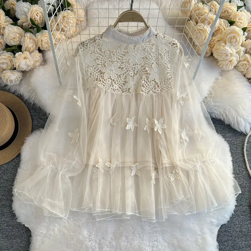 Autumn Sweet Long Sleeve Fairy Dress with Lace Top and Butterfly Mesh - Image 5