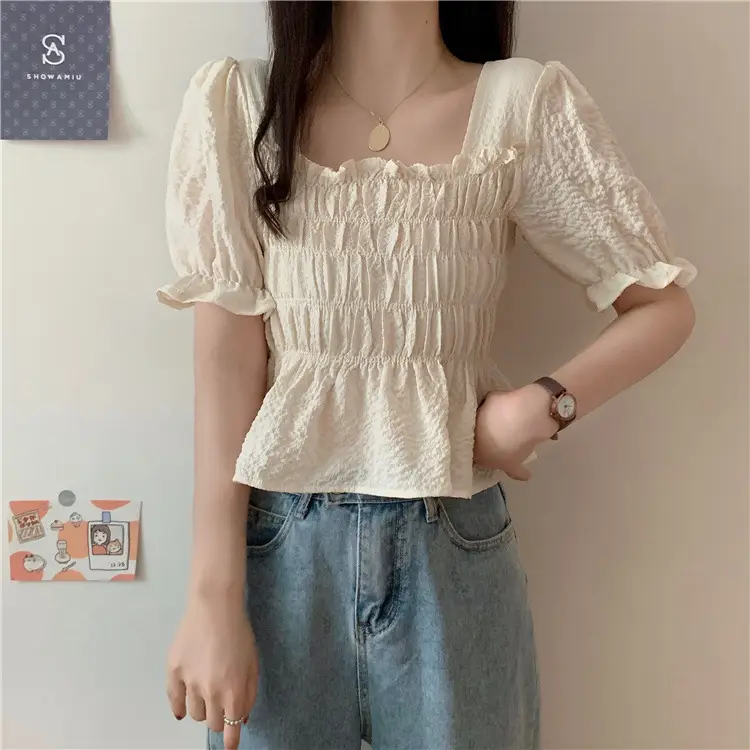 Black Chiffon Puff Sleeve Women's Top — feature 1