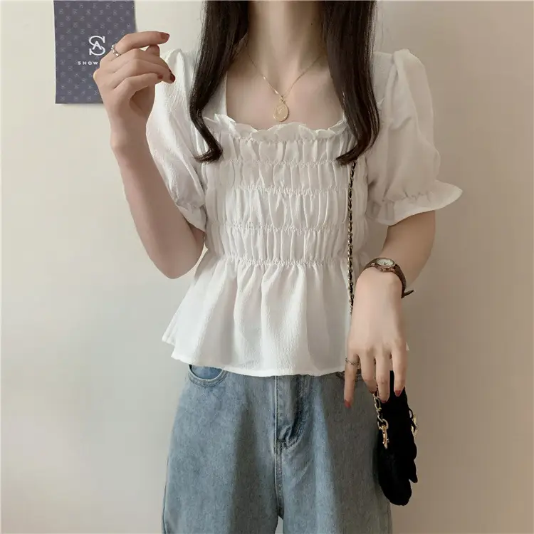 Black Chiffon Puff Sleeve Women's Top — feature 10