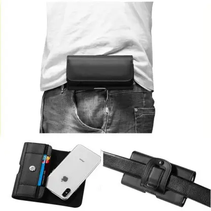 Black Leather Mobile Phone Holder Wallet - Image 2