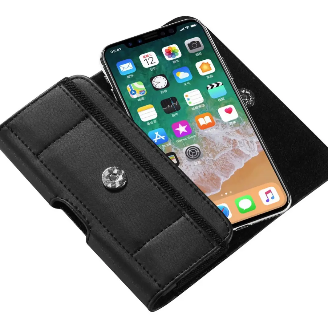 Black Leather Mobile Phone Holder Wallet - Image 3
