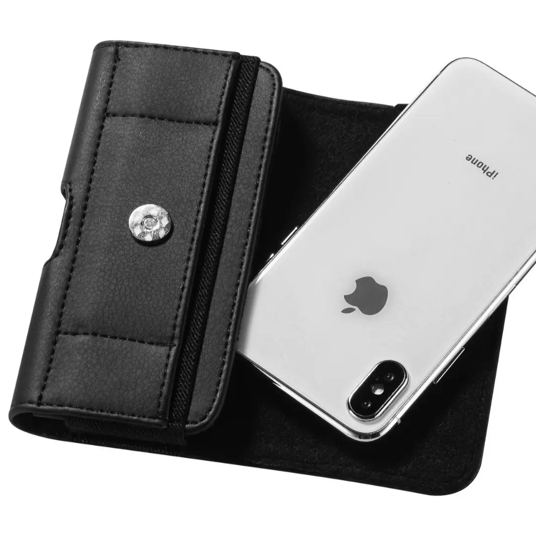 Black Leather Mobile Phone Holder Wallet - Image 4