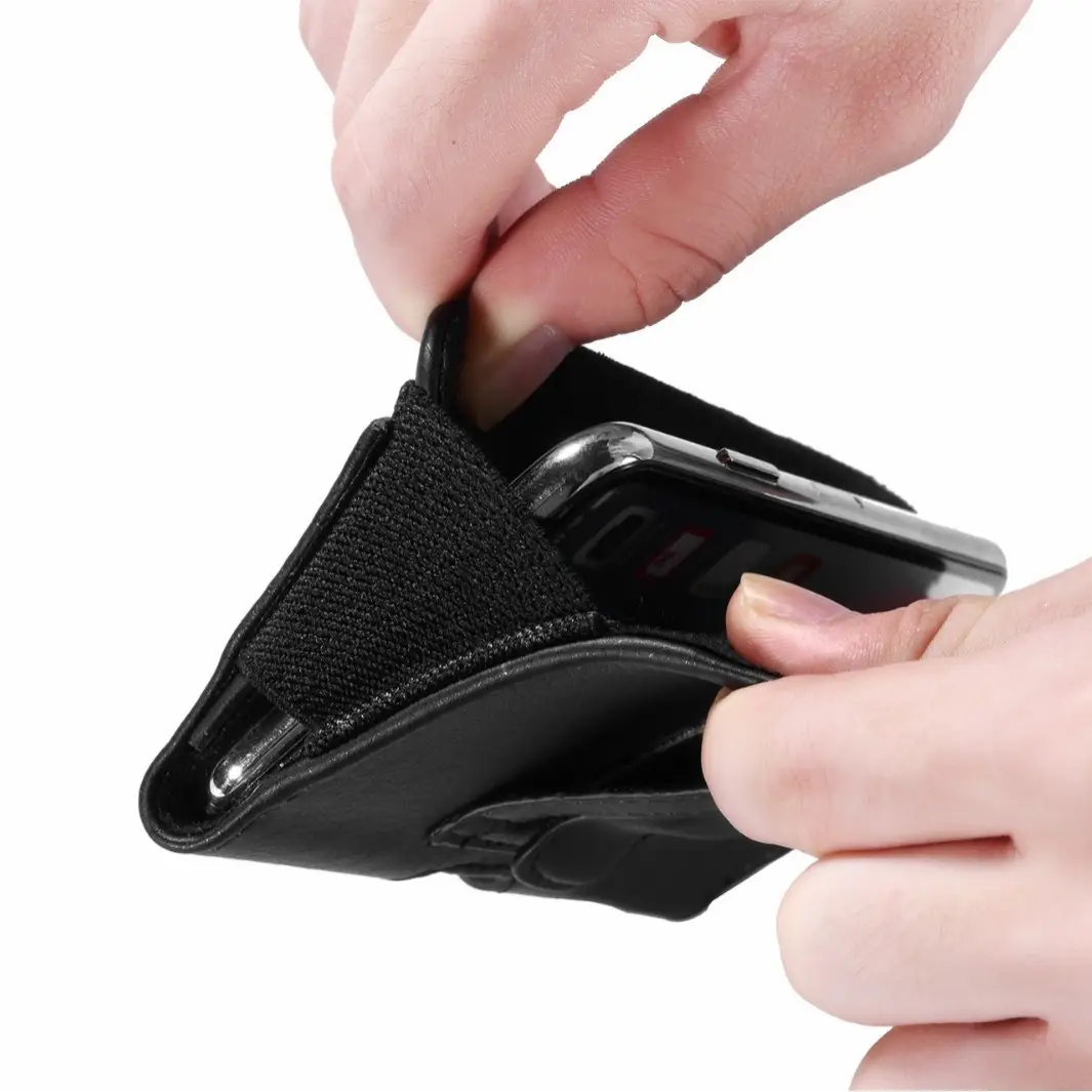 Black Leather Mobile Phone Holder Wallet - Image 5