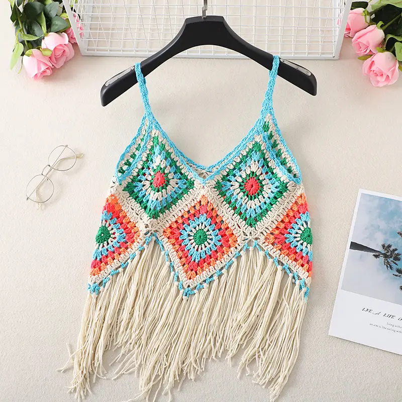 Bohemian Tassel V-Neck Knitted Vest Top - Image 11