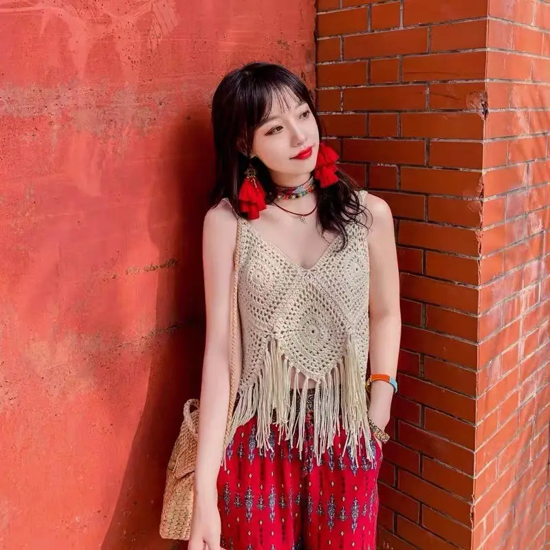 Bohemian Tassel V-Neck Knitted Vest Top - Image 13