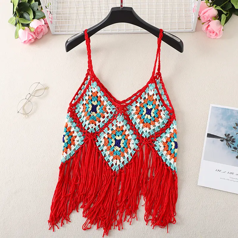 Bohemian Tassel V-Neck Knitted Vest Top - Image 2