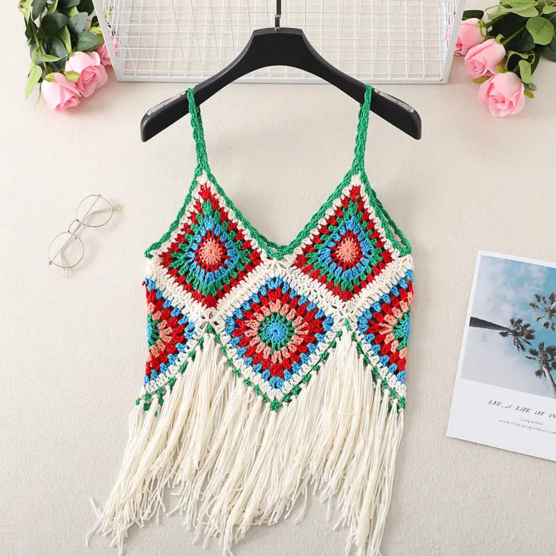 Bohemian Tassel V-Neck Knitted Vest Top - Image 3