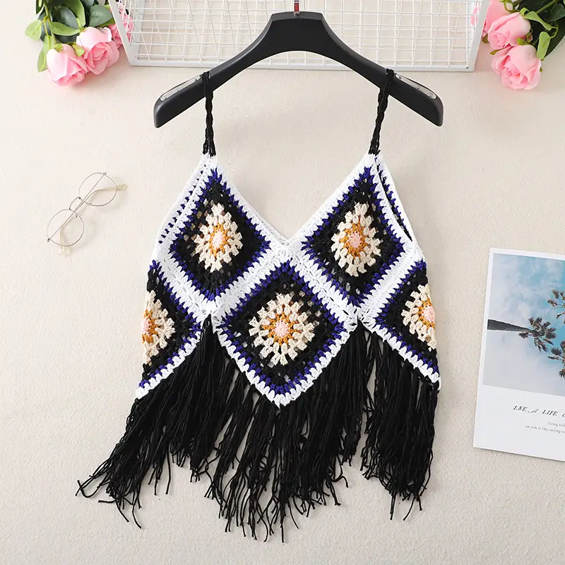 Bohemian Tassel V-Neck Knitted Vest Top - Image 4