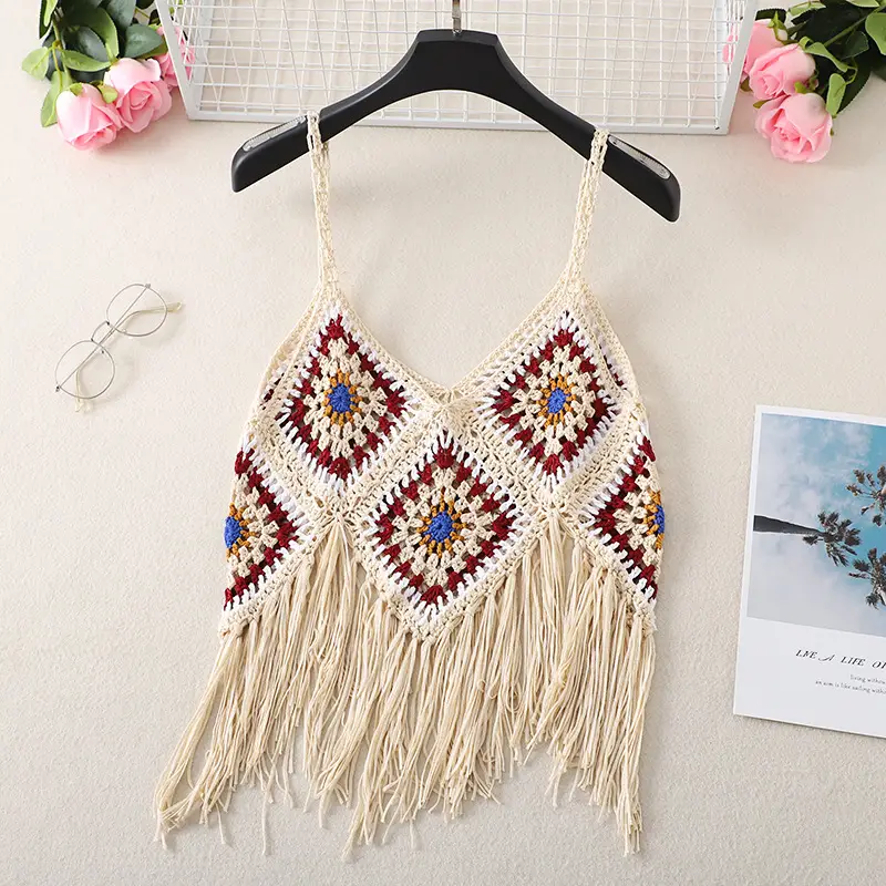 Bohemian Tassel V-Neck Knitted Vest Top - Image 6