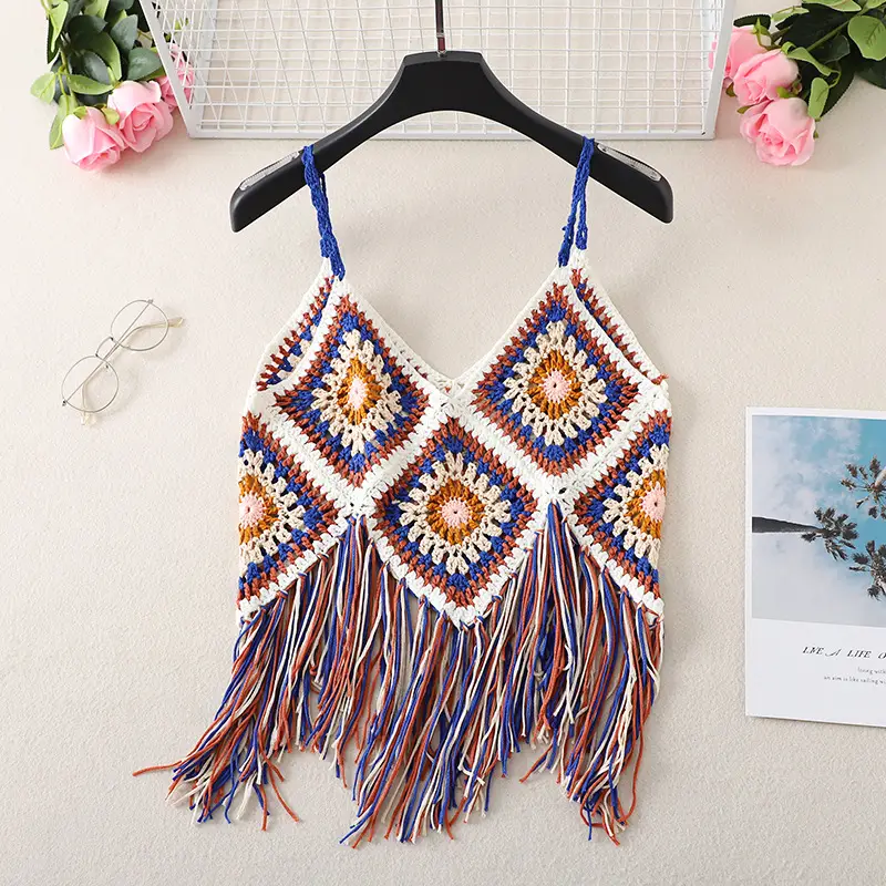 Bohemian Tassel V-Neck Knitted Vest Top - Image 8