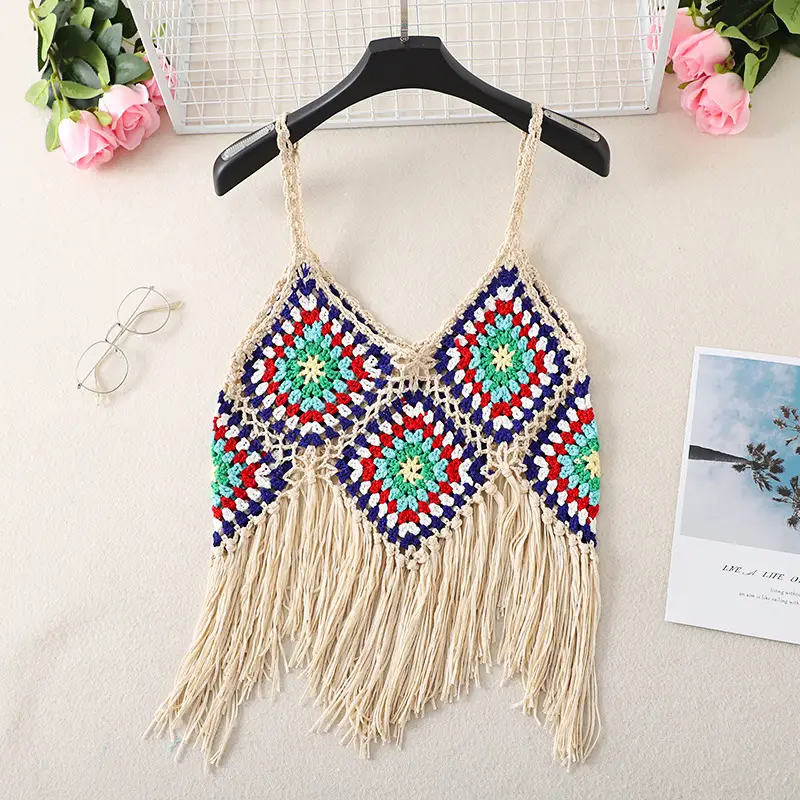 Bohemian Tassel V-Neck Knitted Vest Top - Image 9