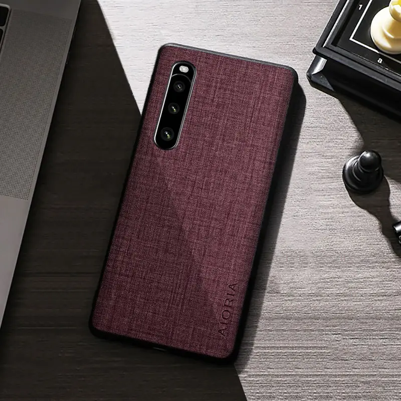 Sony Xperia 10 Maroon Anti-Slip Canvas Cover