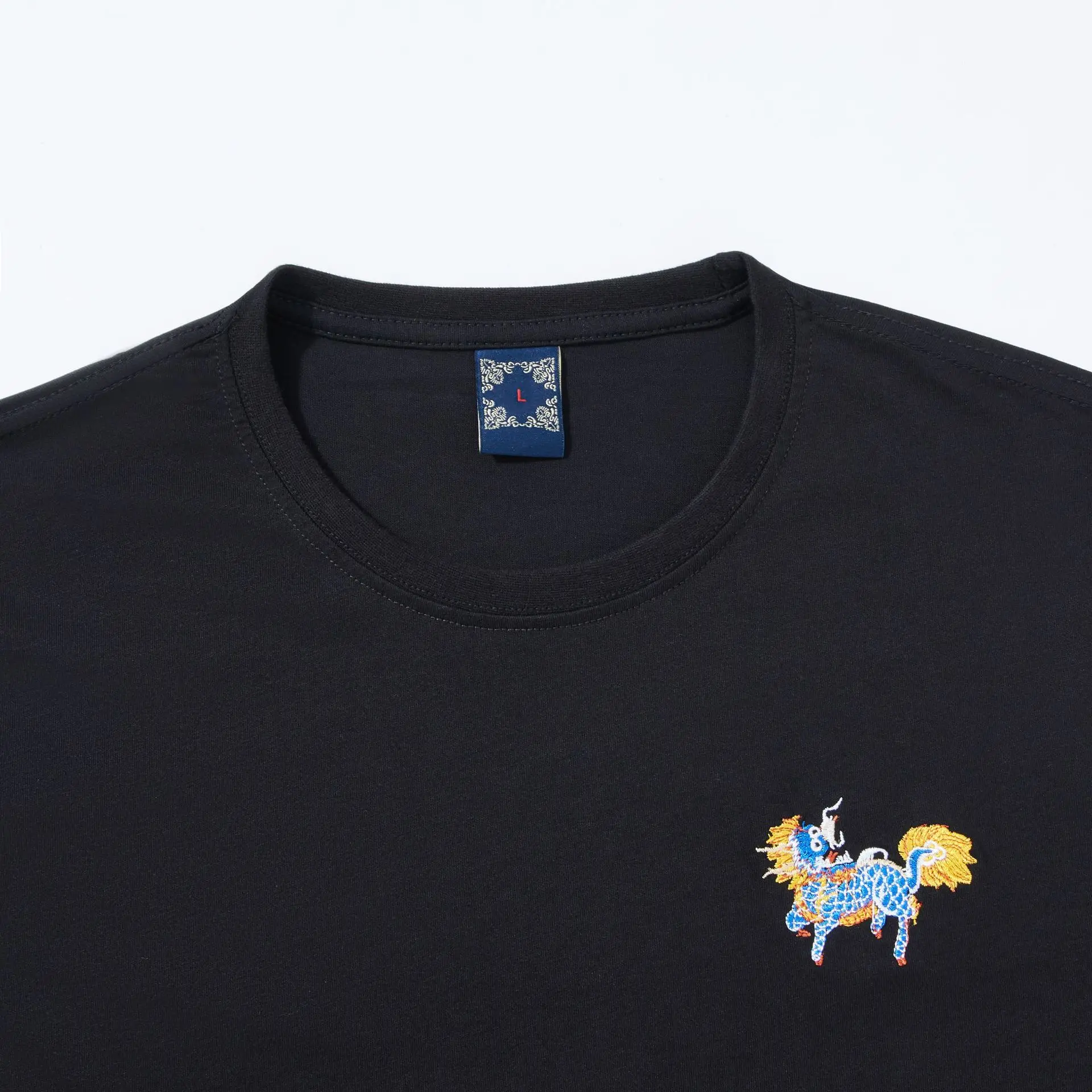 Young Men Pure Cotton Unicorn T-Shirt Black Loose Fit - Image 3