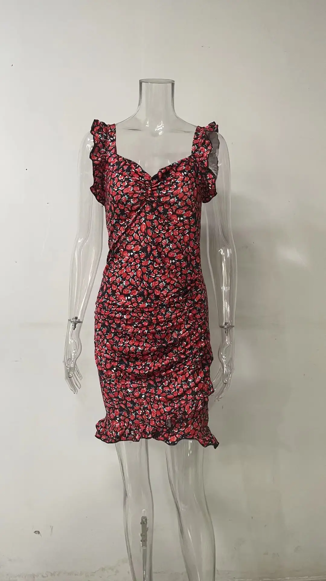2025 Floral Ruffled V-Neck Hip-Cover Dress for Women — feature 20
