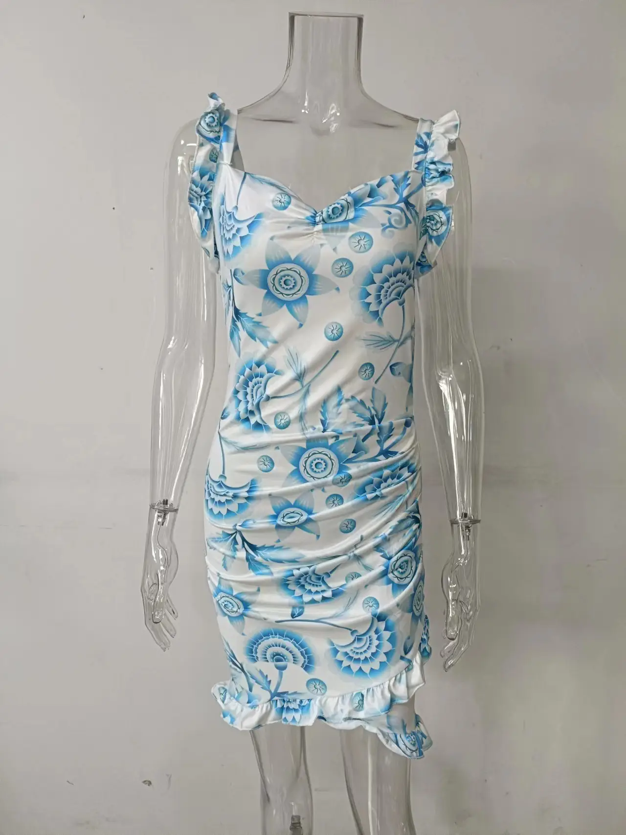 2025 Floral Ruffled V-Neck Hip-Cover Dress for Women — feature 22